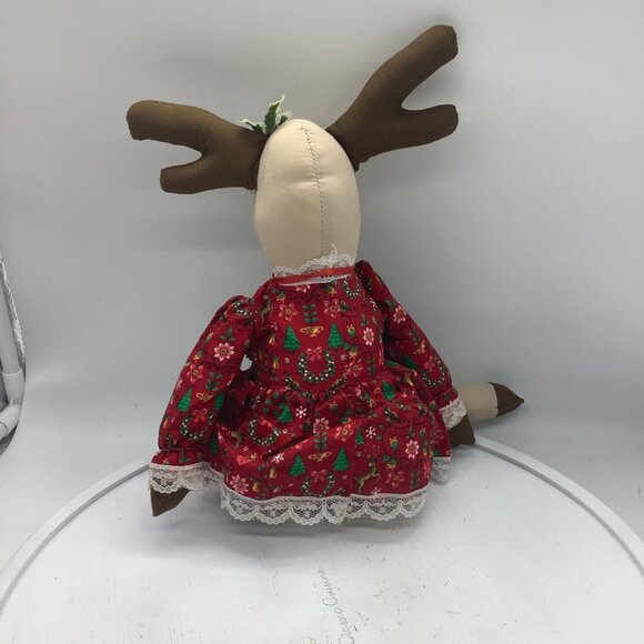 Vtg 1993 Reba Reindeer Plush Stuffed Animal Handmade Ozark Mountain Crafts 16" - Picture 7 of 9
